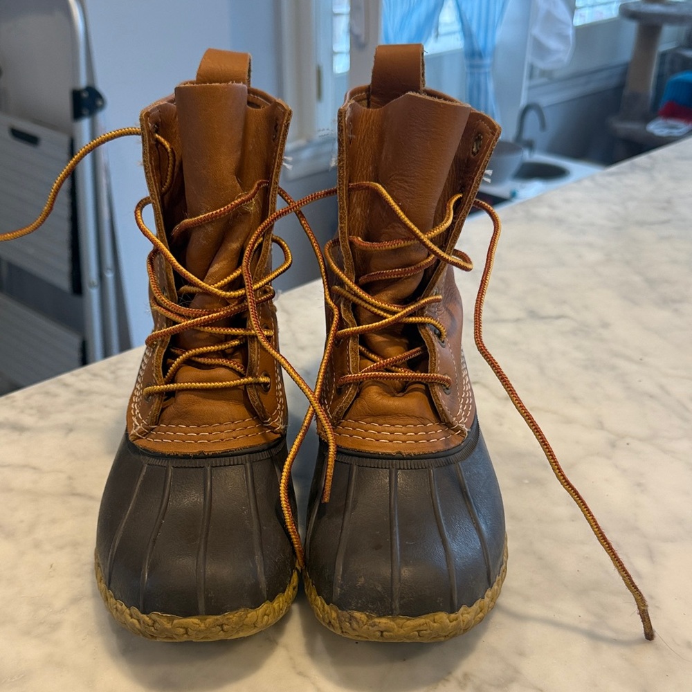 L.L. Bean Tan and Black Winter Boots